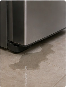 Water leakage under or inside the fridge