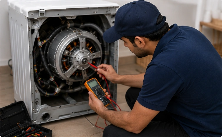 Digital Inverter motor fault — Samsung's inverter-driven motor needs specialized diagnosis, different from standard motor repairs